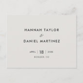 シンプル結婚式日付の保存 案内ポストカード (正面)