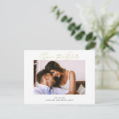 シンプル結婚式日付の保存 案内ポストカード (スタンド正面)