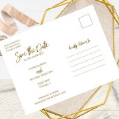 シンプル結婚式日付3写真コラージュを保存 ポストカード