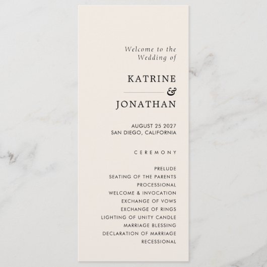 シンプル結婚式 プログラム (正面)