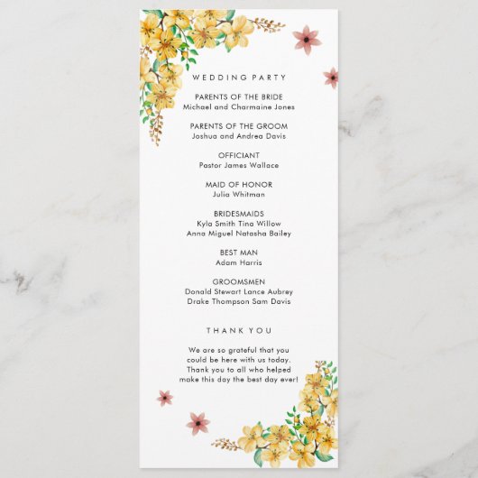 シンプル結婚式 プログラム (裏面)