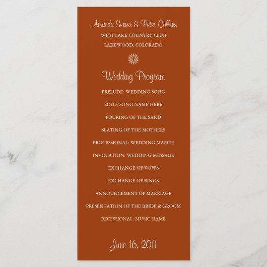 シンプル結婚式 プログラム（ブリック） プログラム (正面)