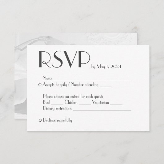 シンプル結婚式RSVP応答カード 出欠カード (正面/裏面)