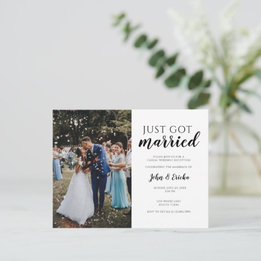 シンプル結婚得結婚したの駆け落ち 案内ポストカード (スタンド正面)