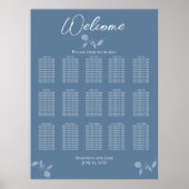 シンプル結婚披露宴の座席表(青) ポスター (正面)