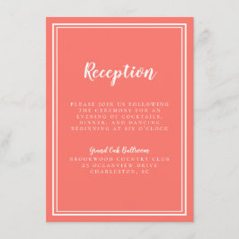 シンプル結婚披露宴コーラル&ホワイトフレーム エンクロージャーカード