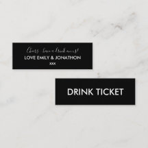 シンプル結婚披露宴ホワイトブラックドリンクチケット