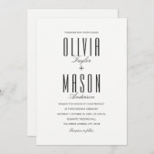 シンプル結婚招モダン待エレガントタイポグラフィ 招待状 (正面/裏面)