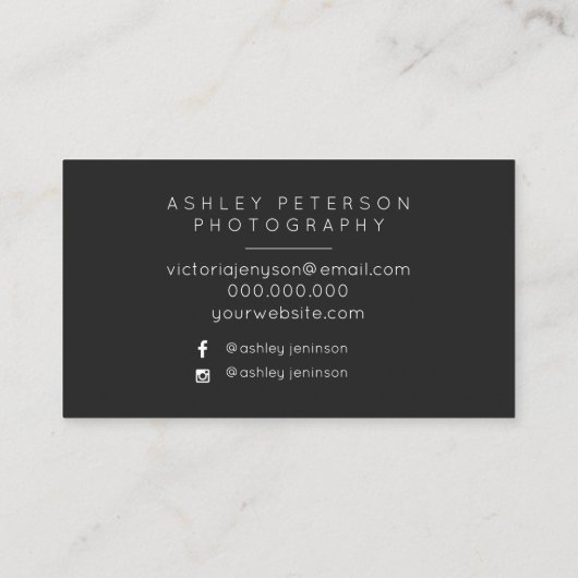 シンプル結婚撮影ミニマルタイポグラフィ 名刺 (裏面)