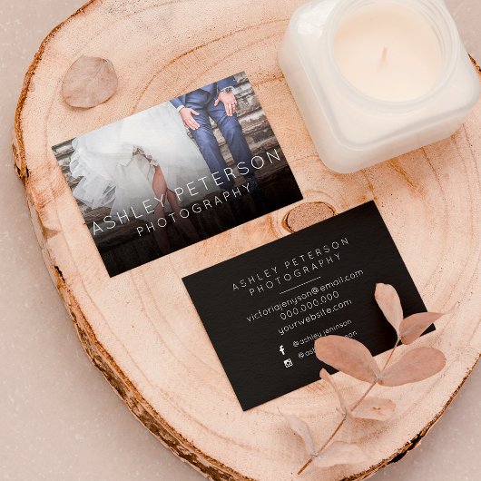 シンプル結婚撮影ミニマルタイポグラフィ 名刺