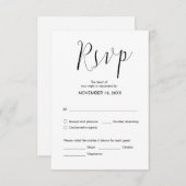 シンプル結婚書、ブラック、ディナーRSVP エンクロージャーカード (正面/裏面)