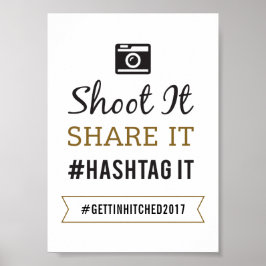 シンプル結婚素朴の5x7ハッシュタグ記号 ポスター