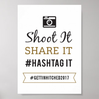 シンプル結婚素朴の5x7ハッシュタグ記号 ポスター