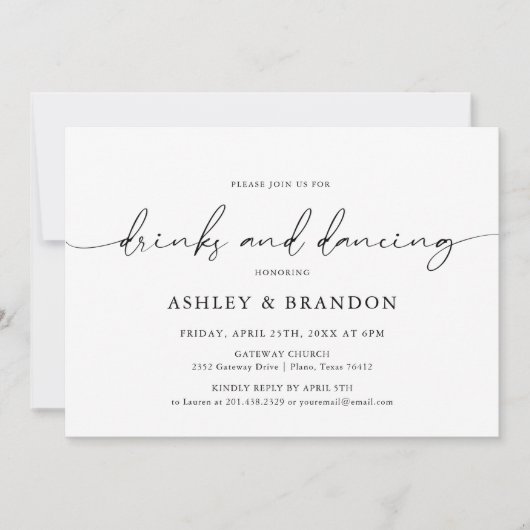 シンプル結婚素朴リハーサルディナー招待状 招待状 (正面)