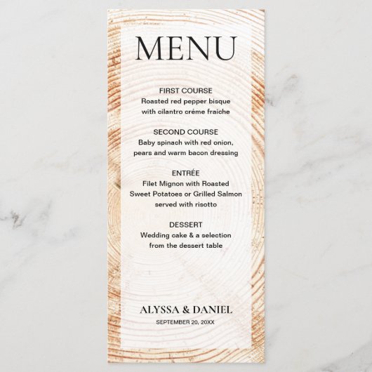 シンプル結婚素朴木の樹皮カスタマイズ可能 メニュー (正面)