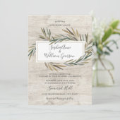 シンプル結婚素朴白い木材と水の色ハーブ 招待状 (スタンド正面)