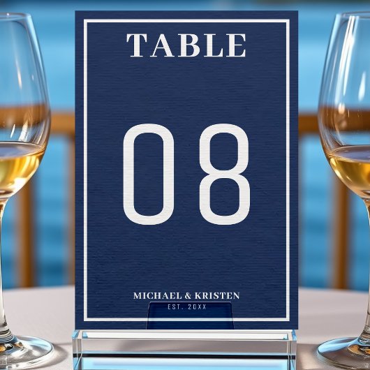 シンプル結婚航海のブルー縁どズ テーブルナンバー