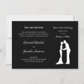 シンプル結婚黒白の新郎新婦 招待状 (正面)