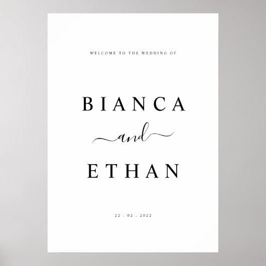シンプル結婚&ウェルカムサイン |ミニマモダンリスト ポスター (正面)