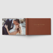 シンプル結婚Guestbookリネン結婚ズゲストFo ゲストブック (全面)