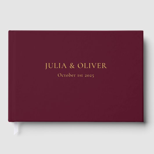 シンプル結婚Guestbookリネン結婚ズゲストFo ゲストブック (正面)