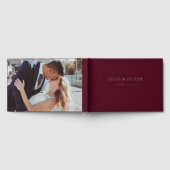 シンプル結婚Guestbookリネン結婚ズゲストFo ゲストブック (全面)