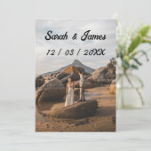 シンプル結婚Photo Wineラベル 招待状 (スタンド正面)