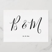 シンプル結婚Scriptの実在金ゴールド 箔招待状 (裏面)