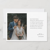 シンプル結婚Scriptモダンの写真の横 サンキューカード (裏面)