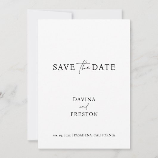 シンプル結婚Scriptモダン Photo日付を保存 セーブザデート (正面)