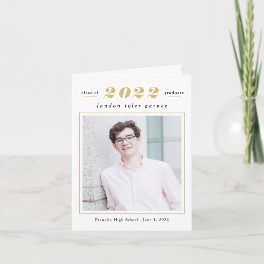 シンプル統計の卒業写真サンキューカード サンキューカード (正面)