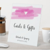 シンプル絵を描ストローク&ハートウェディングカード&ギフト 台座サイン (インサイチュ)