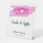 シンプル絵を描ストローク&ハートウェディングカード&ギフト 台座サイン (正面)