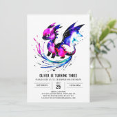 シンプル絵を描ドラゴンデジタルボーイ誕生日 招待状 (スタンド正面)