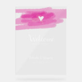 シンプル絵を描線とハート結婚のウェルカムサイン アクリルサイン (正面)