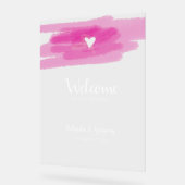 シンプル絵を描線とハート結婚のウェルカムサイン アクリルサイン (傾斜)