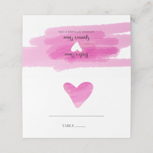 シンプル絵を描線とハート結婚の座席表 プレイスカード (外部開封)