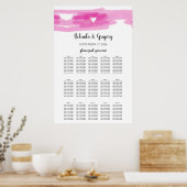 シンプル絵を描線とハート結婚の座席表 ポスター (キッチン)