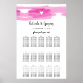 シンプル絵を描線とハート結婚の座席表 ポスター (正面)