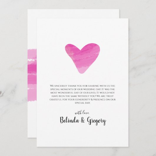 シンプル絵を描線とハート結婚ズ サンキューカード (正面/裏面)