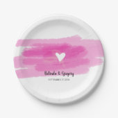 シンプル絵を描線とハート結婚ズ ペーパープレート (正面)