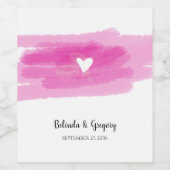 シンプル絵を描線とハート結婚ズ ワインラベル (シングルラベル)