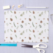 シンプル綿冬緑色水彩クリスマス 薄葉紙 (クラフト)