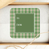 シンプル緑かわいいプレイドミニマリストパターン スクエアシール