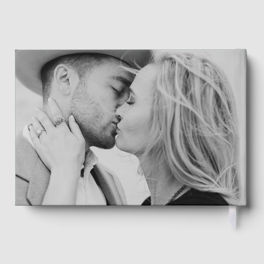 シンプル緑と金箔のスクリプト写真結婚の ゲストブック (裏面)