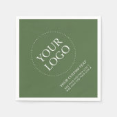 シンプル緑のカスタムビジネスのロゴのプロモーション スタンダードカクテルナプキン (正面)