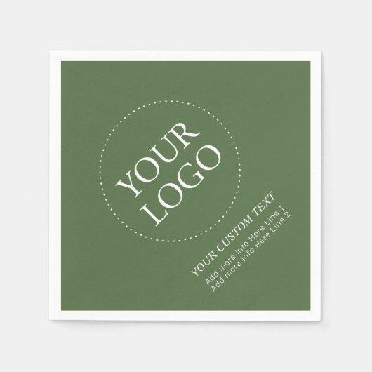 シンプル緑のカスタムビジネスのロゴのプロモーション スタンダードカクテルナプキン (正面)