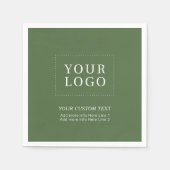 シンプル緑のカスタムビジネスのロゴのプロモーション スタンダードカクテルナプキン (正面)