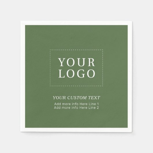 シンプル緑のカスタムビジネスのロゴのプロモーション スタンダードカクテルナプキン (正面)
