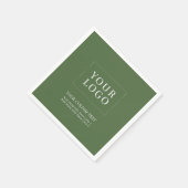 シンプル緑のカスタムビジネスのロゴのプロモーション スタンダードカクテルナプキン (角)